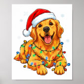 Christmas Dog Golden Retriever Lights Xmas Poster (Vorne)