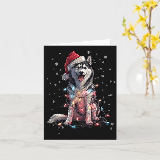 Christmas Dog Husky Santa Xmas Women Men Kids Karte (Gelbe Blume)