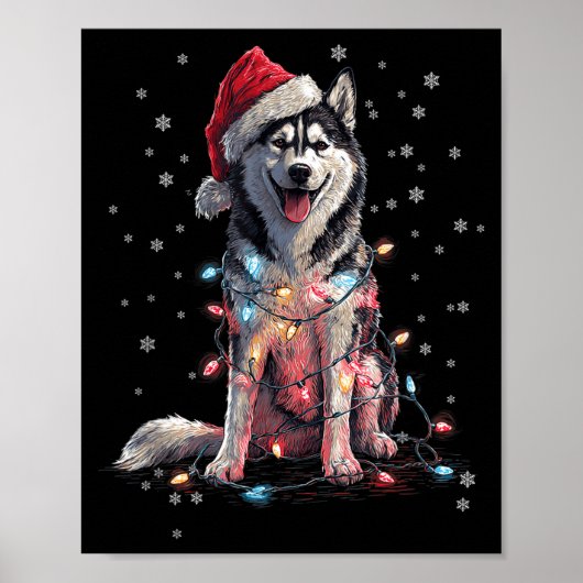 Christmas Dog Husky Santa Xmas Women Men Kids Poster (Vorne)