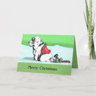 CHRISTMAS DOG IN SNOW by Slipperywindow Feiertagskarte