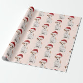 Christmas Dog Jack Russell Weihnachtsmannmütze Geschenkpapier (Ungerollt)