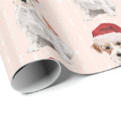 Christmas Dog Jack Russell Weihnachtsmannmütze Geschenkpapier (Rolleneckpunkt)