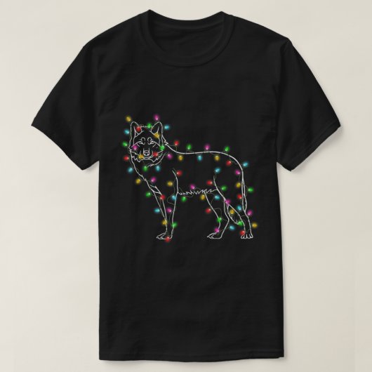 Christmas Dog Lights Line Art Design T-Shirt (Design vorne)