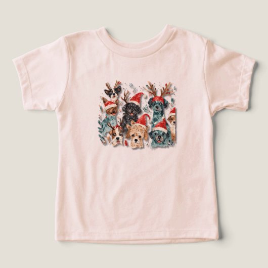 Christmas Dog Line Art T-Shirt | Minimalist Holida (Design Vorderseite)