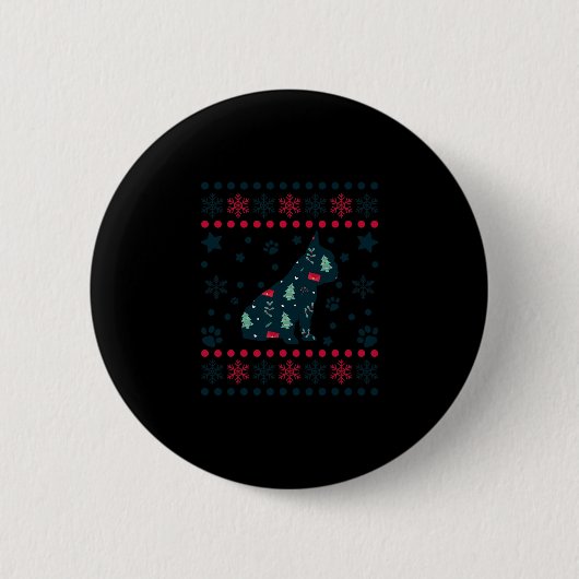 Christmas Dog Pattern Französischer Bulldog Besitz Button (Vorderseite)