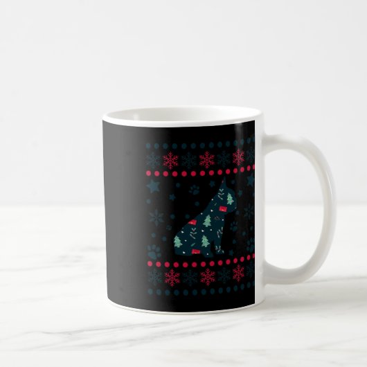 Christmas Dog Pattern Französischer Bulldog Besitz Kaffeetasse (Rechts)