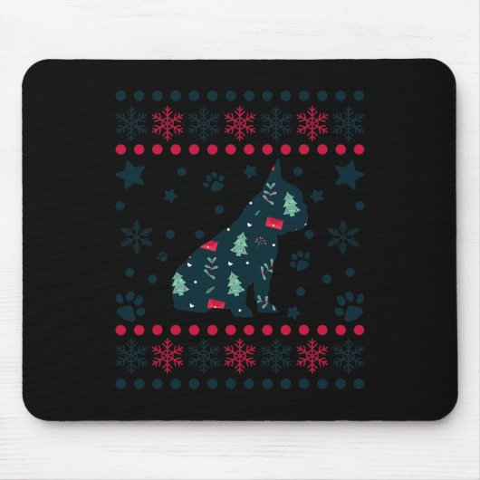 Christmas Dog Pattern Französischer Bulldog Besitz Mousepad (Vorne)