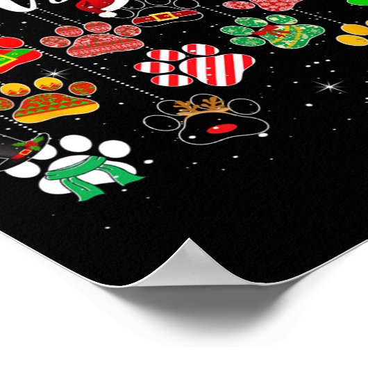 Christmas Dog Paw Print Buffalo Karierten Ugly Xma Poster (Ecke)