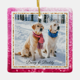 Christmas Dog Puppy Pet Purple Glitter Name Foto Keramikornament