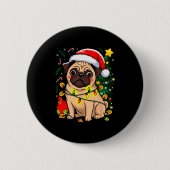 Christmas Dog Santa Clause Pug Puppy X-mas  Button (Vorderseite)