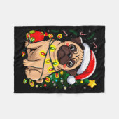 Christmas Dog Santa Clause Pug Puppy X-mas Fleecedecke (Vorderseite (Horizontal))