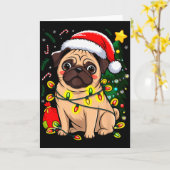Christmas Dog Santa Clause Pug Puppy X-mas  Karte (Gelbe Blume)