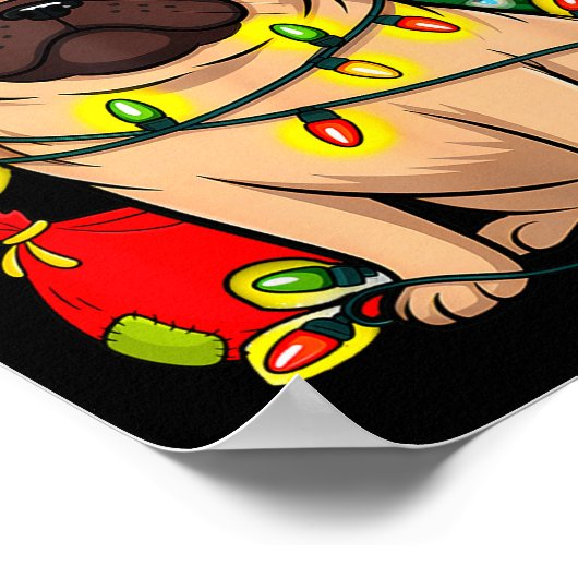 Christmas Dog Santa Clause Pug Puppy X-mas Poster (Ecke)