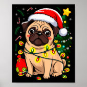 Christmas Dog Santa Clause Pug Puppy X-mas Poster (Vorne)