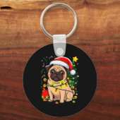 Christmas Dog Santa Clause Pug Puppy X-mas  Schlüsselanhänger (Vorderseite)