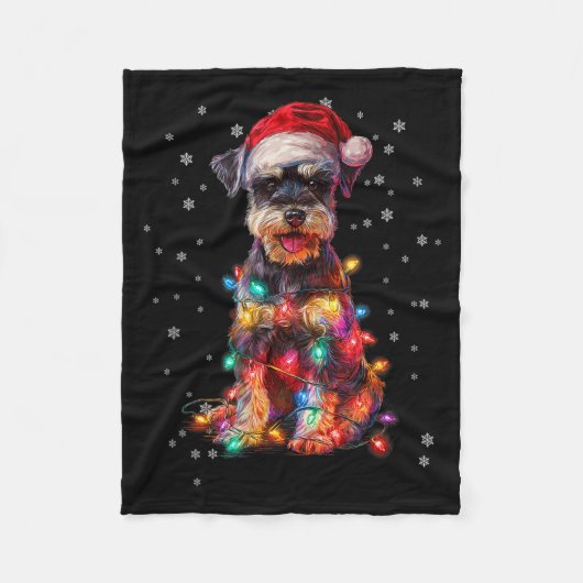 Christmas Dog Schnauzer Santa Xmas Women Men Kids Fleecedecke (Vorderseite)