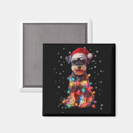 Christmas Dog Schnauzer Santa Xmas Women Men Kids Magnet (Vorderseite/Rückseite)