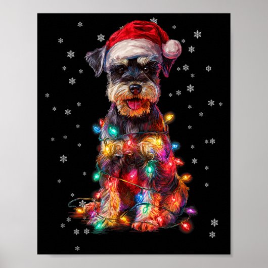Christmas Dog Schnauzer Santa Xmas Women Men Kids Poster (Vorne)