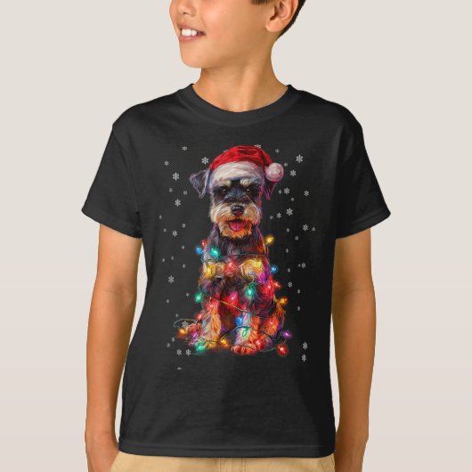 Christmas Dog Schnauzer Santa Xmas Women Men Kids T-Shirt (Vorderseite)