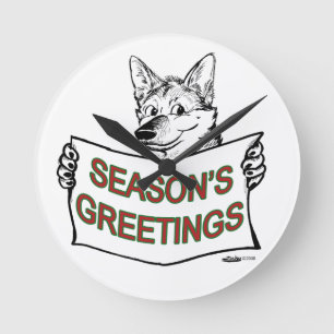Christmas Dog: Season's Greetings! Runde Wanduhr