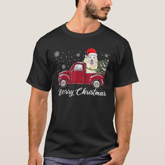 Christmas Dog Sweater Red Truck Labrador Retriever T-Shirt (Vorderseite)