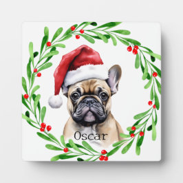 Christmas Dog Tan Frenchie French Bulldog Fotoplatte