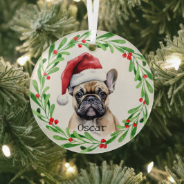 Christmas Dog Tan Frenchie French Bulldog Ornament Aus Glas