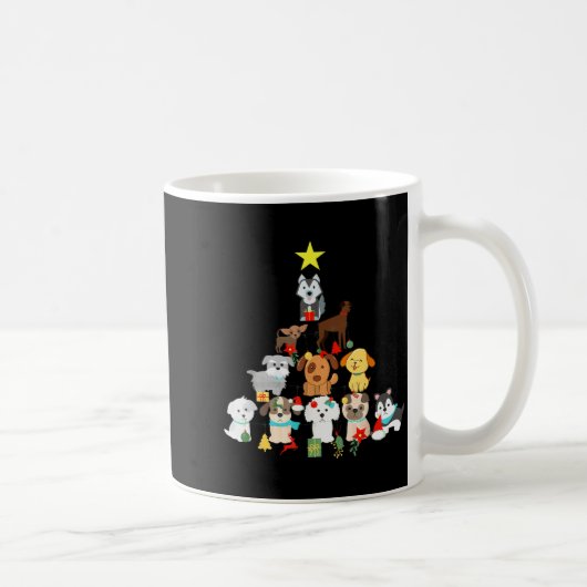 Christmas Dog Tree Cute Funny Puppy Dogs Xmas Tee Kaffeetasse (Rechts)