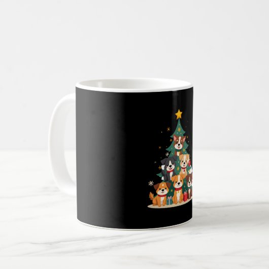 Christmas Dog Tree T-Shirt Cute Funny Puppy Dogs X Kaffeetasse (Vorderseite Links)