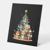 Christmas Dog Tree T-Shirt Cute Funny Puppy Dogs X Sockelschild (Vorderseite)