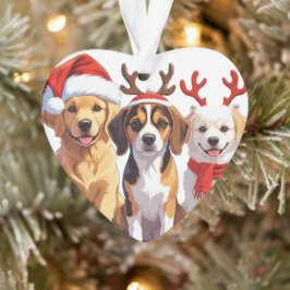 Christmas Dog Trio Weihnachtsmannmütze Antlers Ornament