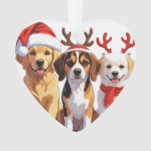 Christmas Dog Trio Weihnachtsmannmütze Antlers Ornament (Vorderseite)