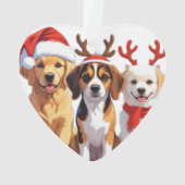 Christmas Dog Trio Weihnachtsmannmütze Antlers Ornament (Rückseite)