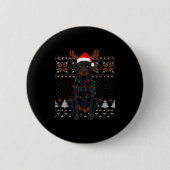 Christmas Dog With Hat And Lights - Funny Holiday Button (Vorderseite)