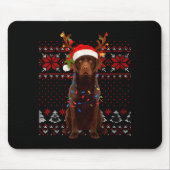 Christmas Dog With Hat And Lights - Funny Holiday  Mousepad (Vorne)