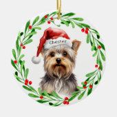 Christmas Dog Yorkie Yorkshire Terrier Holidays Keramik Ornament (Vorne)