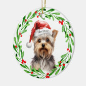 Christmas Dog Yorkie Yorkshire Terrier Holidays Keramik Ornament (Links)
