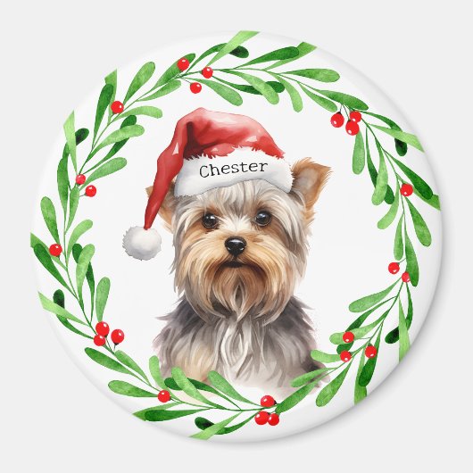 Christmas Dog Yorkie Yorkshire Terrier Holidays Magnet (Vorne)