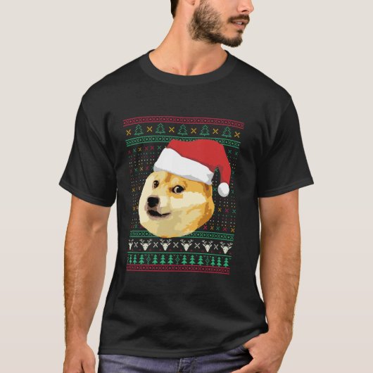 Christmas Doge Meme Shiba Inu Santa Funny Ugly Swe T-Shirt (Vorderseite)