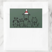 Christmas Dogs and Cats Reindeer Holiday Rechteckiger Aufkleber (Tasche)