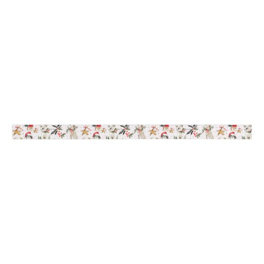 Christmas dogs and greenery pattern ripsband (Vorderseite)
