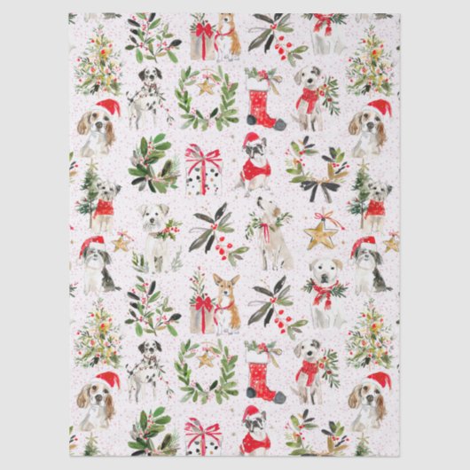 Christmas dogs and greenery pattern seidenpapier (Vorderseite)