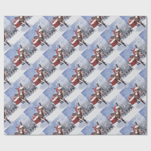 Christmas donkey with funny red hat geschenkpapier (Flach)