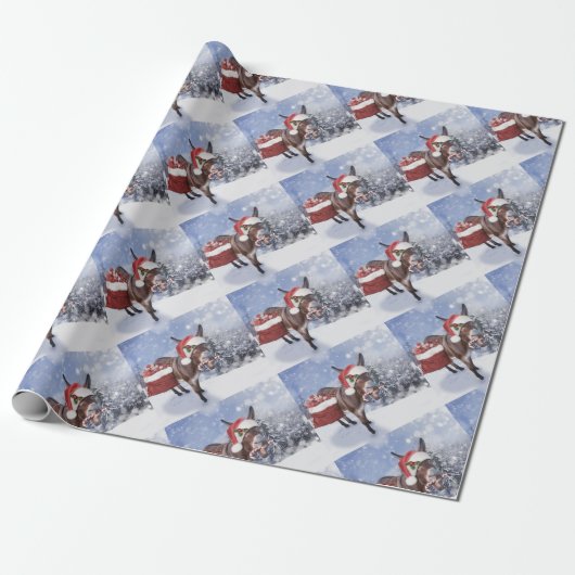 Christmas donkey with funny red hat geschenkpapier (Ungerollt)