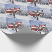 Christmas donkey with funny red hat geschenkpapier (Ecke)