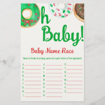 Christmas Donut Baby Dusche Baby Name Race Game