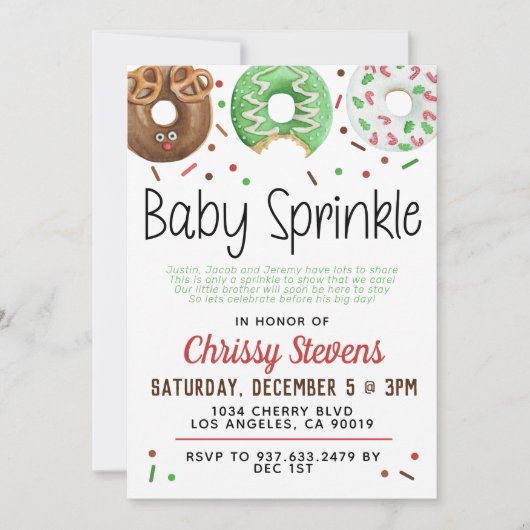 Christmas Donut Baby Sprinkle Dusche Einladung (Vorderseite)