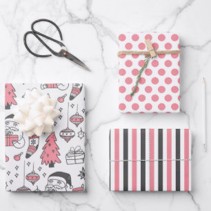 Christmas-Doodle-Geschenkpapier-Set mit 3 Bögen Geschenkpapier Set