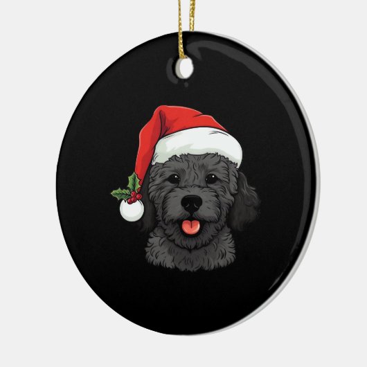 Christmas Doodle Oodle Dog - Black Classic T-Shirt Keramik Ornament (Links)