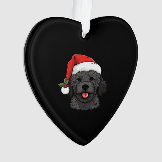 Christmas Doodle Oodle Dog - Black Classic T-Shirt Ornament (Vorderseite)